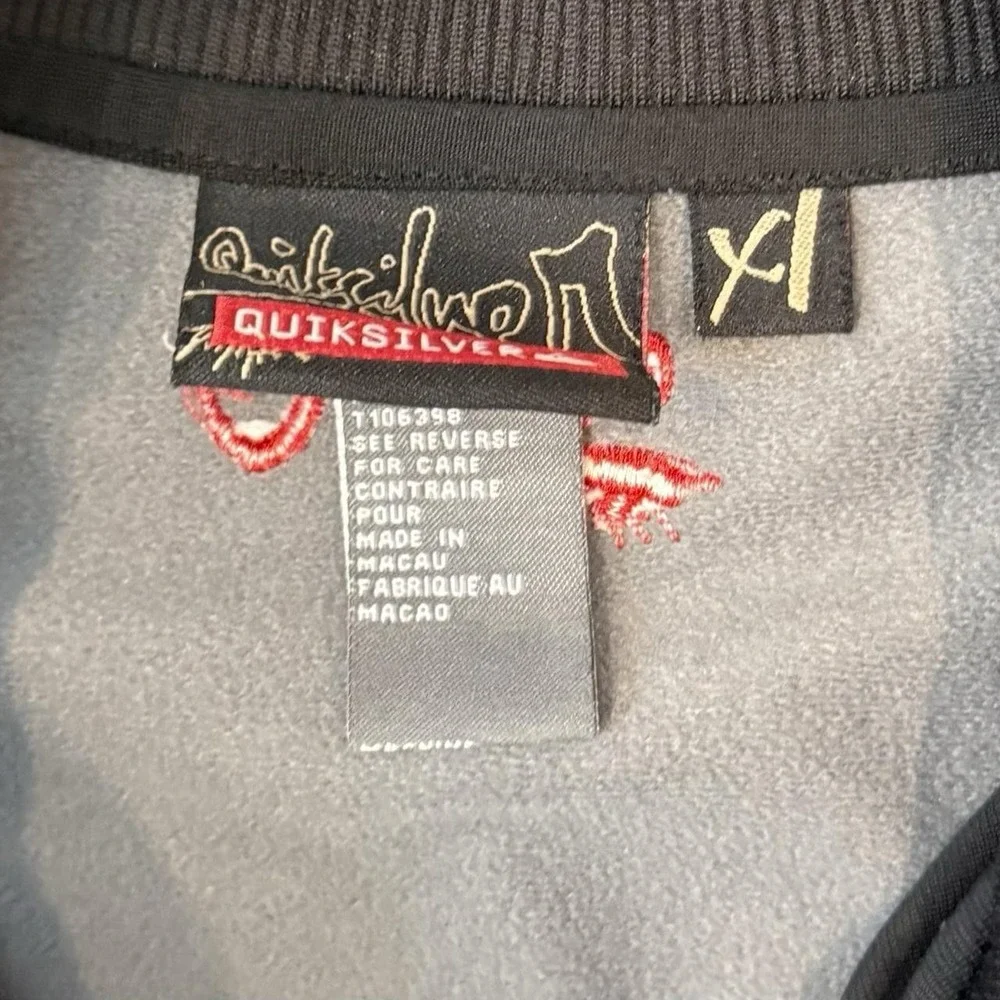 Vintage Quiksilver Full Zip Gray Track Jacket Men's Size XL Skater Surfer Y2K